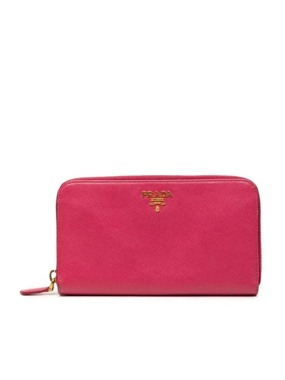 Prada Saffiano Zip Around Wallet Pink Leather
